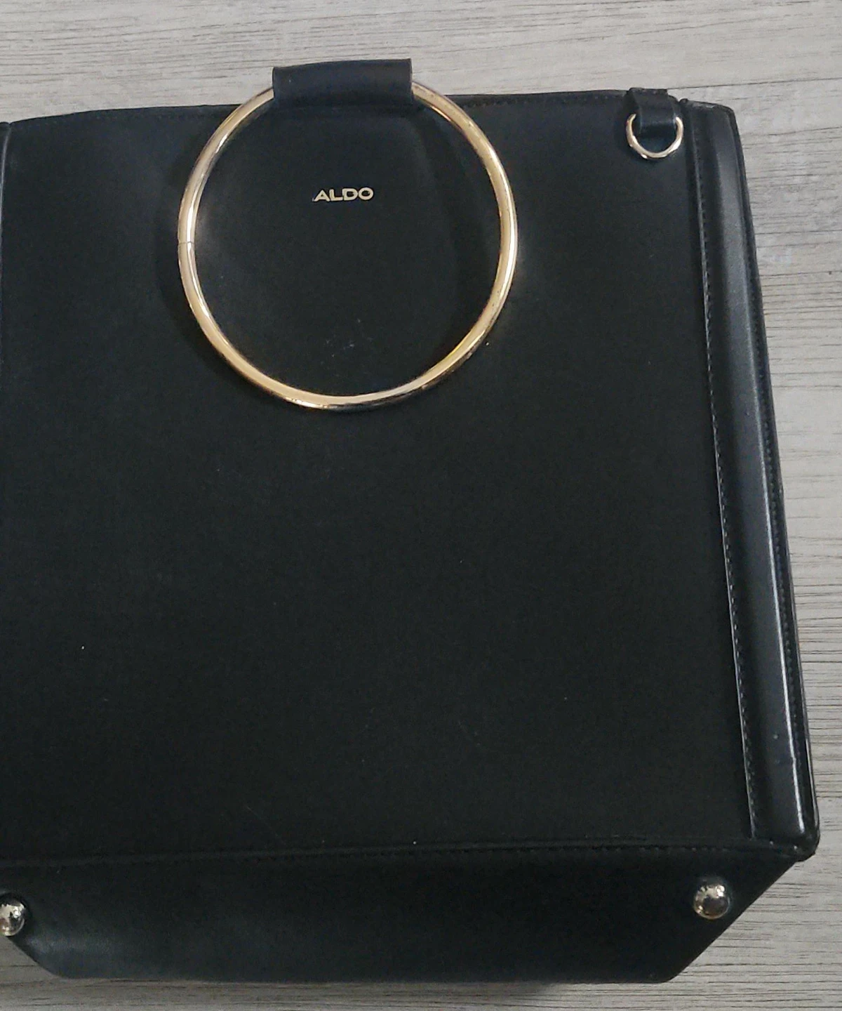 Black Aldo Handbag with Gold Ring Handle