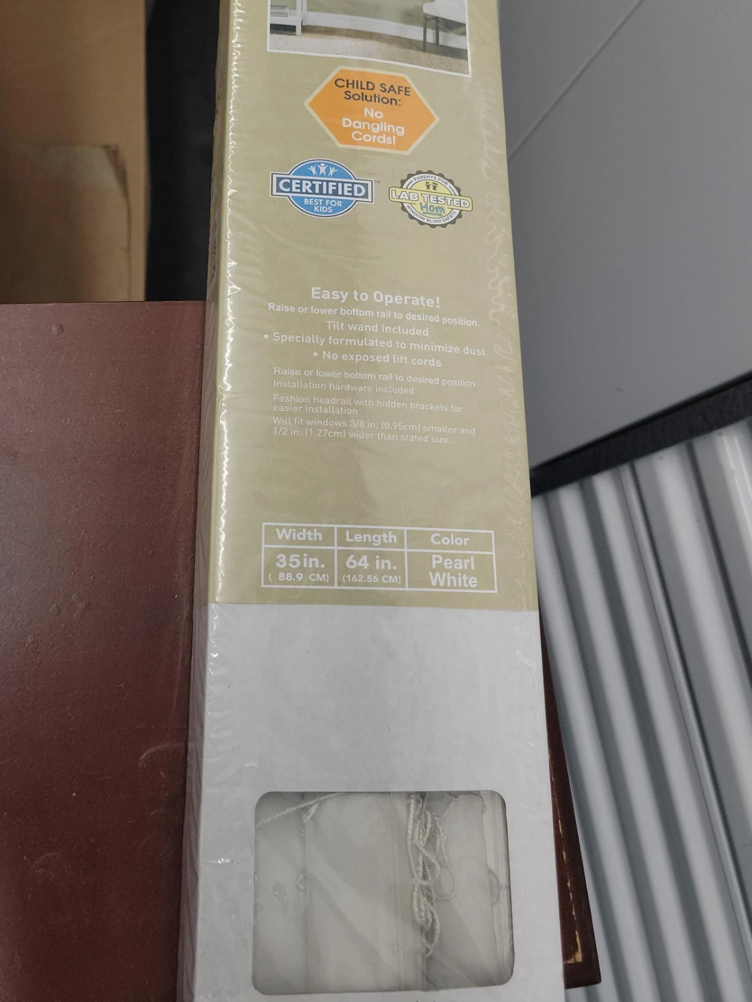 Window Blinds - Pearl White, 35in x 64in