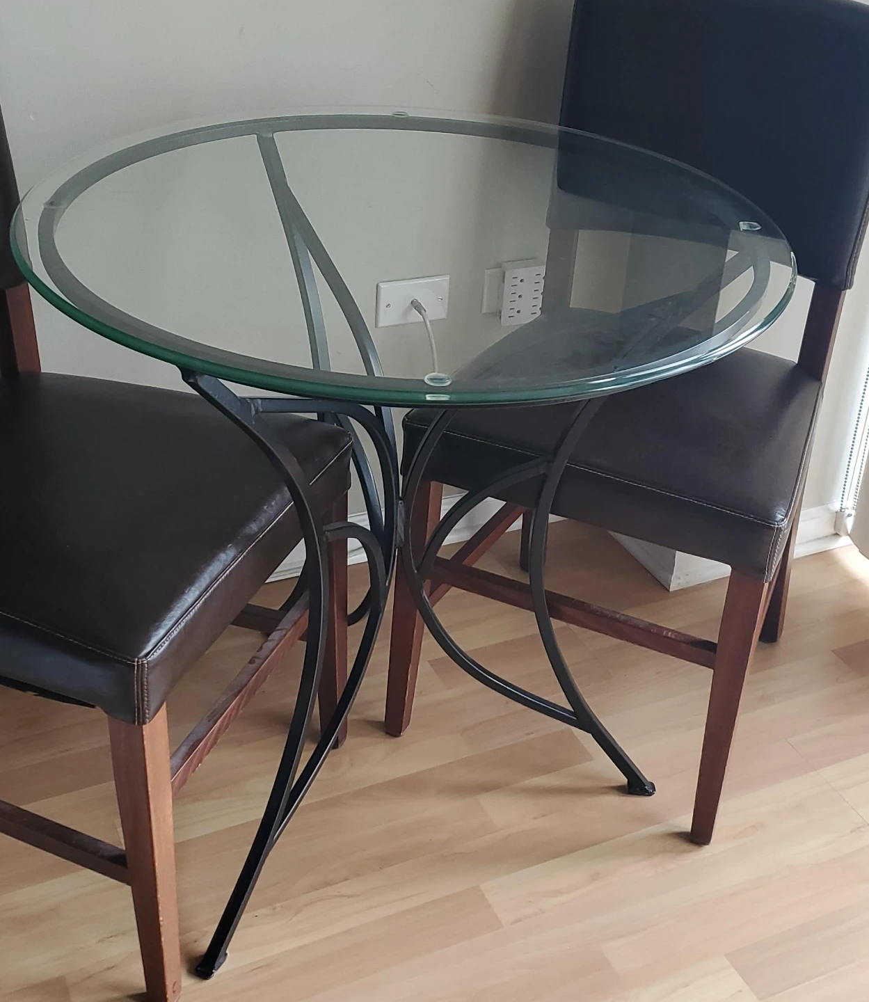 Round Glass Top Bistro Set with 2 Chairs - photo 2