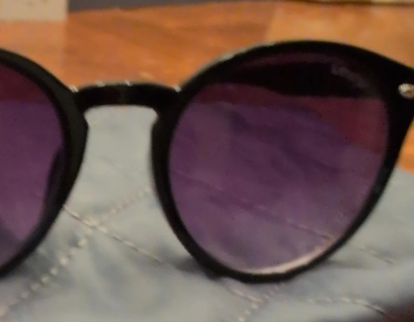 Black Round Sunglasses with Purple Lenses