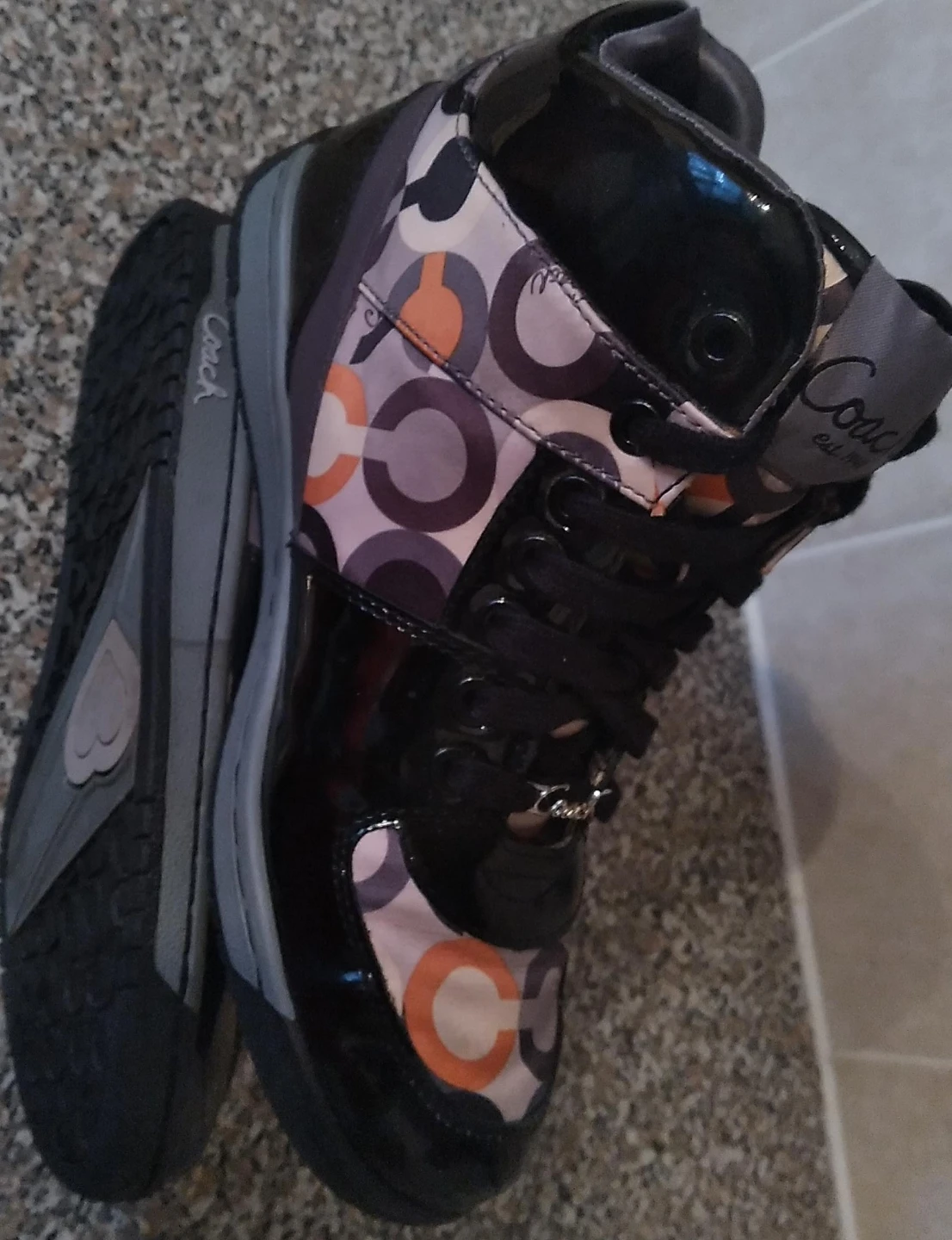 Coach Signature Pattern High Top Sneakers