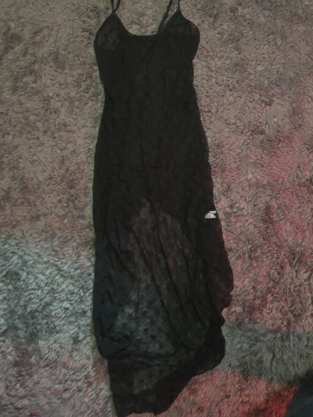 Black sheer lace slip dress