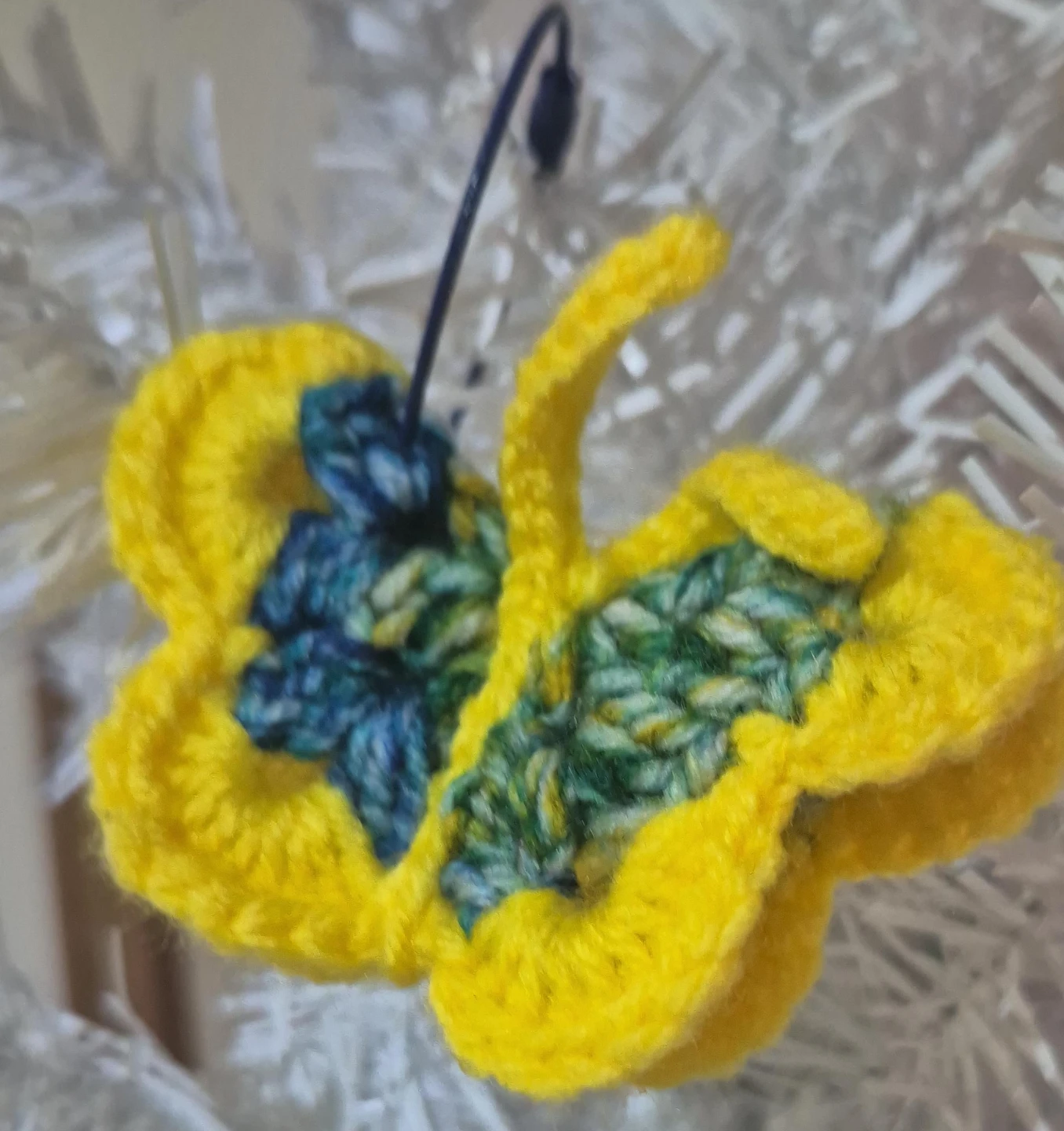 Handmade Crochet Butterfly Ornament - Yellow