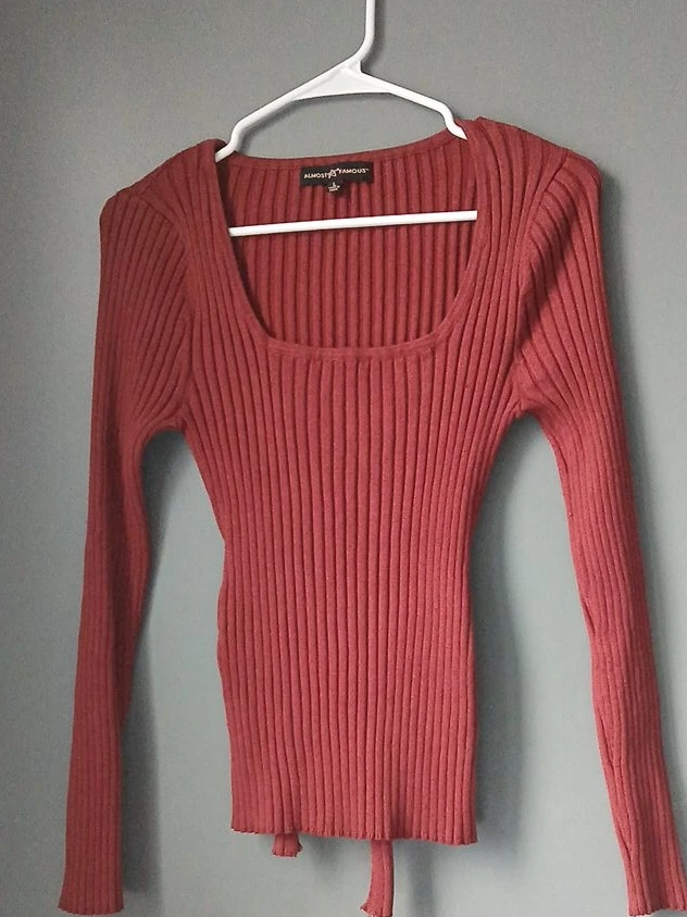 Almost Famous Ribbed Square Neck Sweater