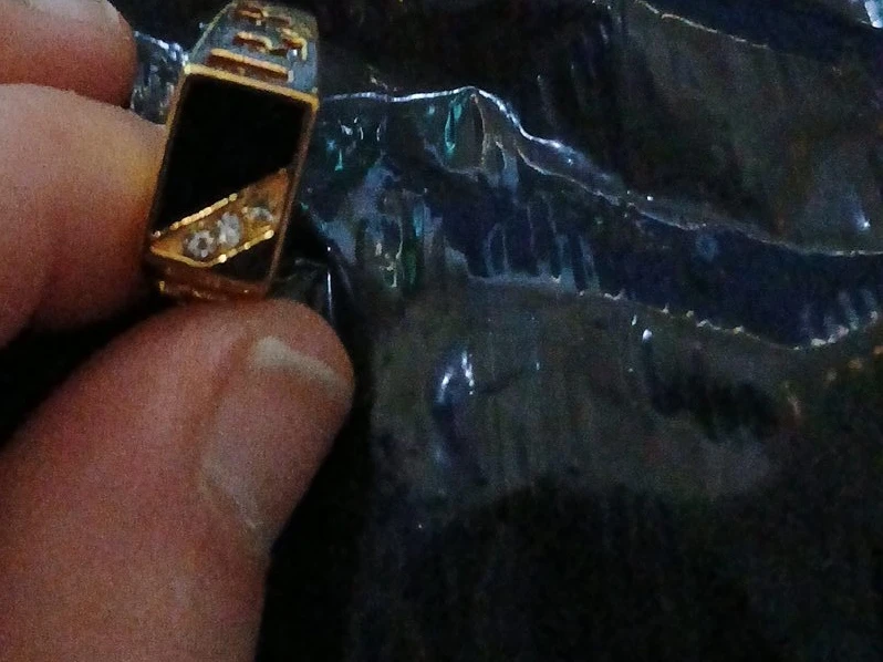 Men's Onyx and Diamond Accent Ring