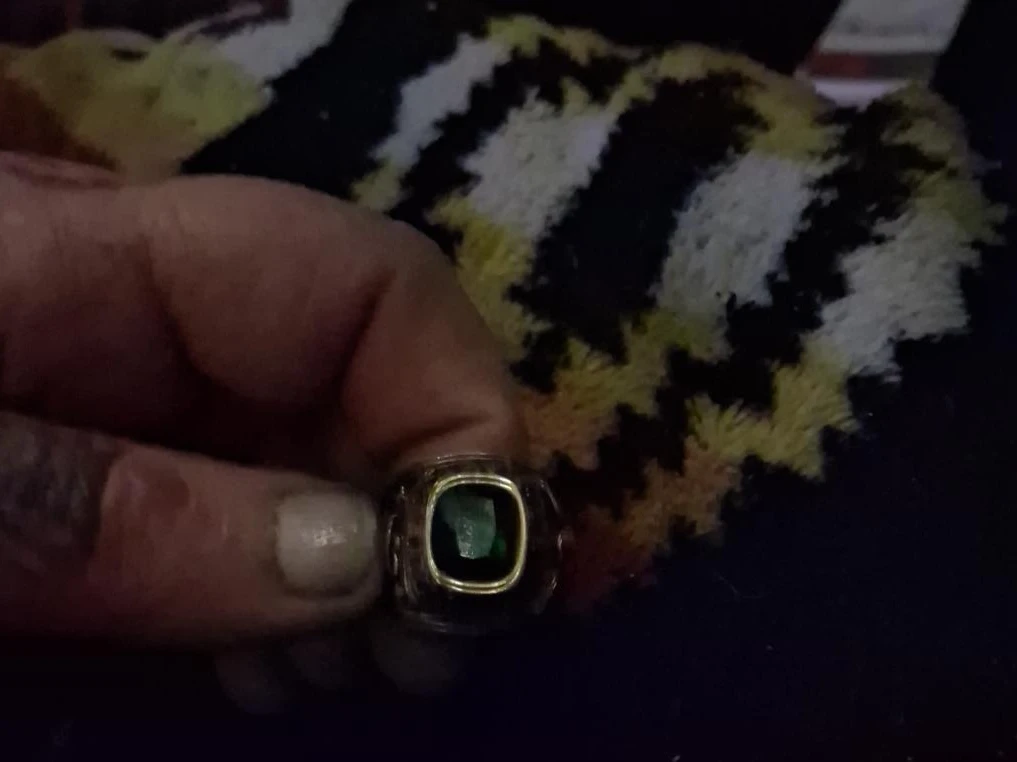 Men's Emerald Cut Green Stone Ring