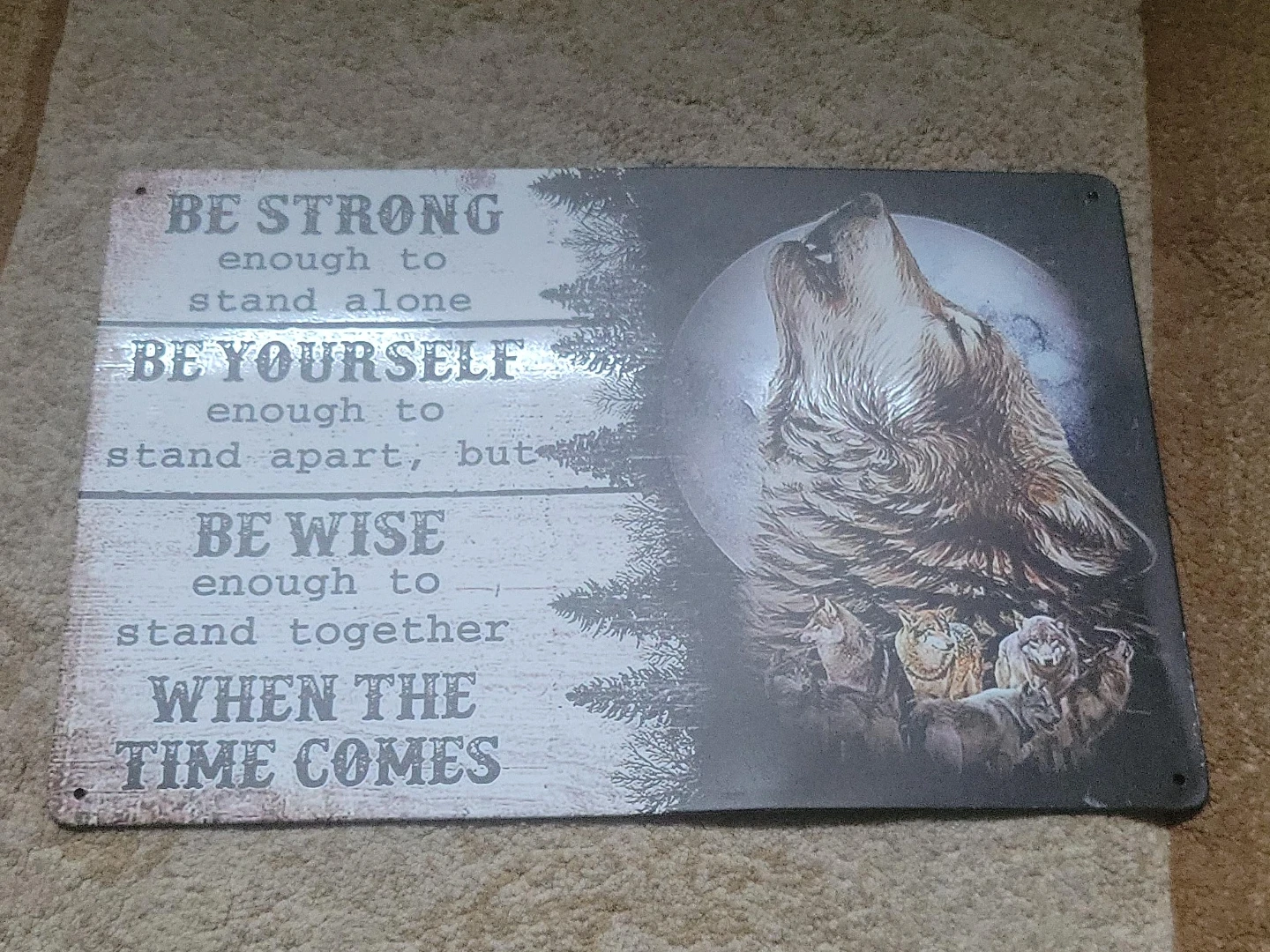 Wolf Moon Inspirational Metal Sign