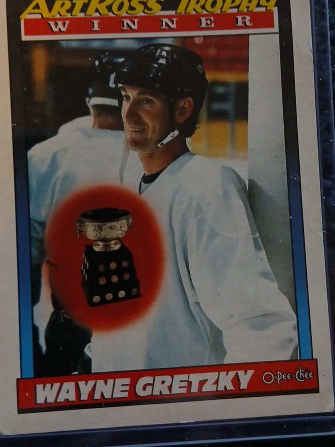 1990 O-Pee-Chee Wayne Gretzky Art Ross Trophy Hockey Card