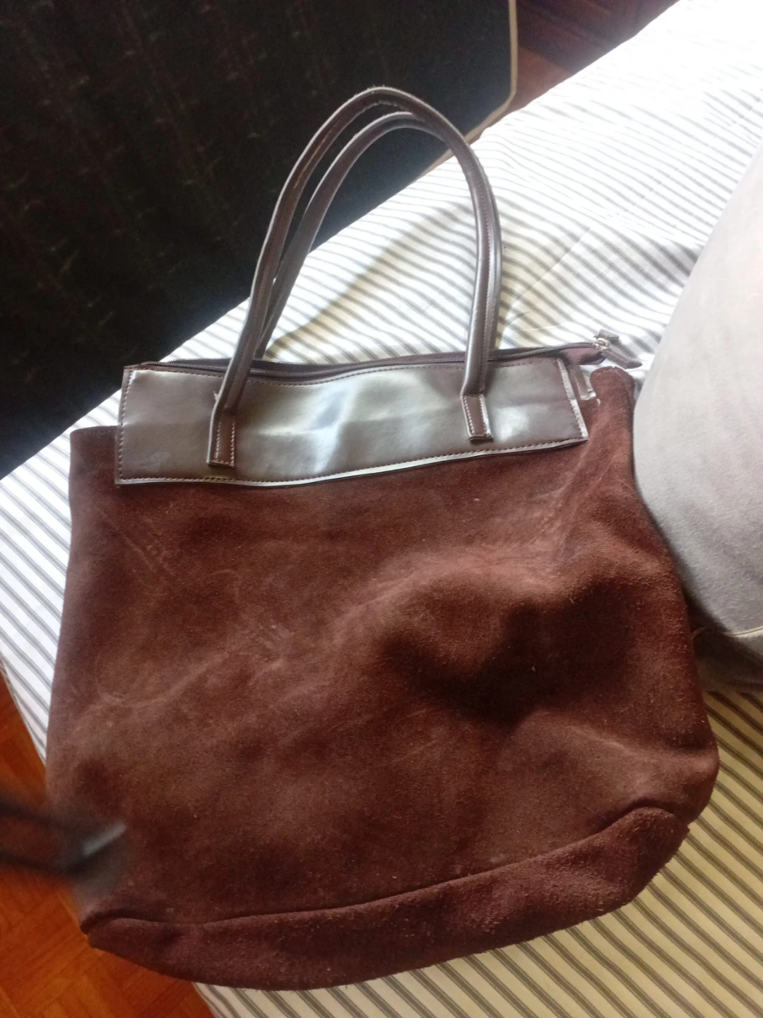 Brown Suede Tote Bag