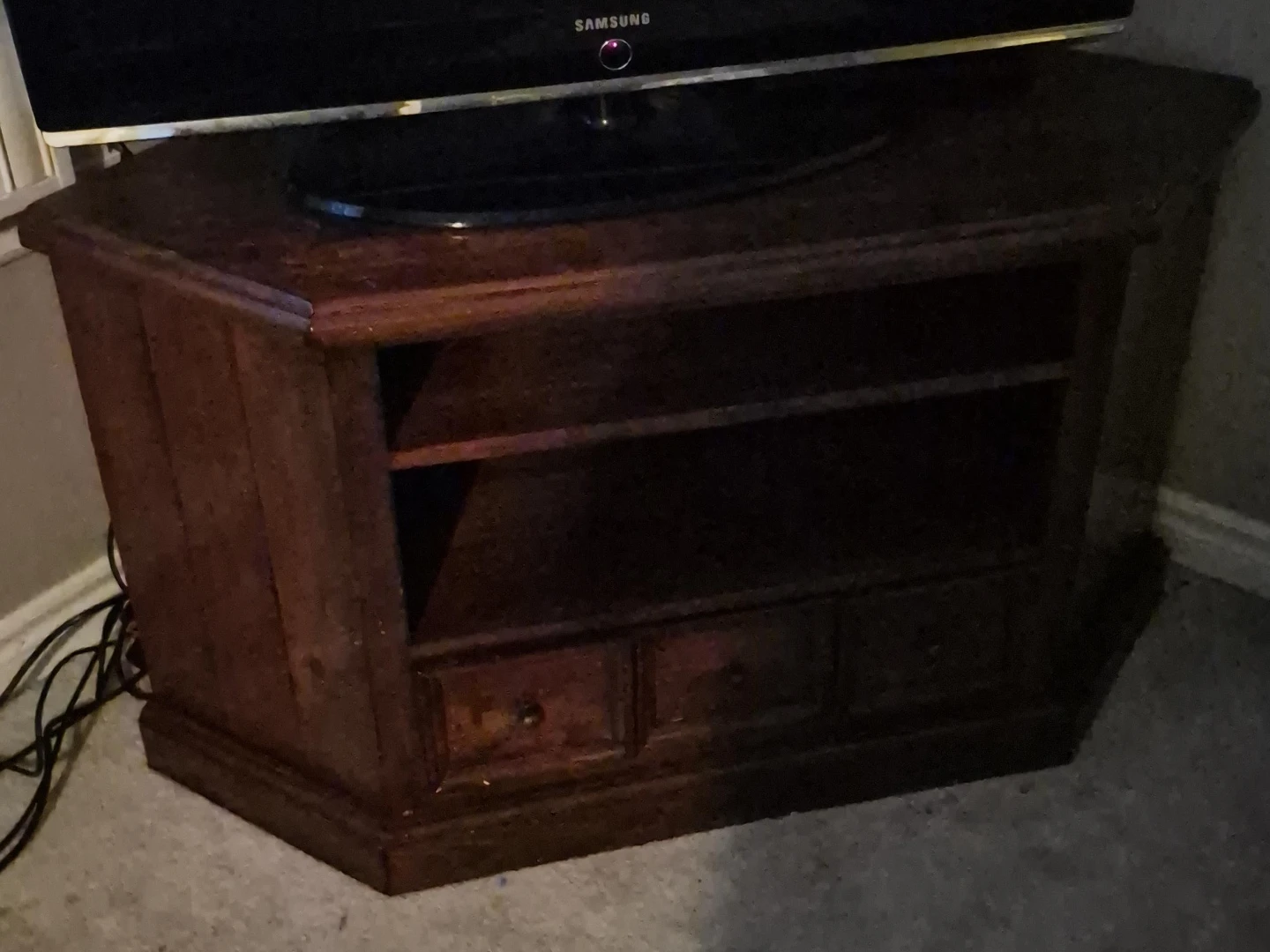 Corner TV Stand with Drawers and Shelves