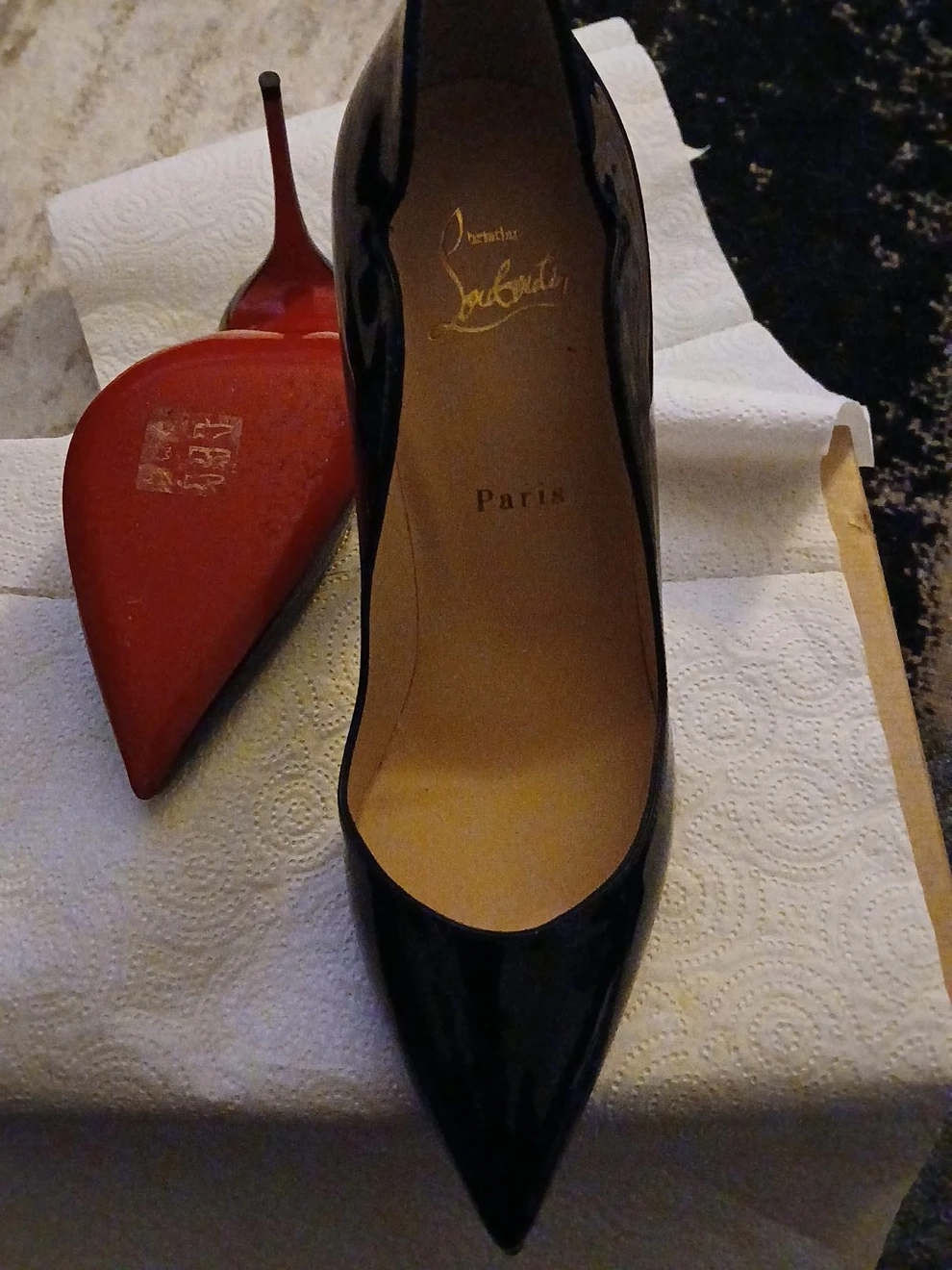 Christian Louboutin Black Patent Leather Heels Paris