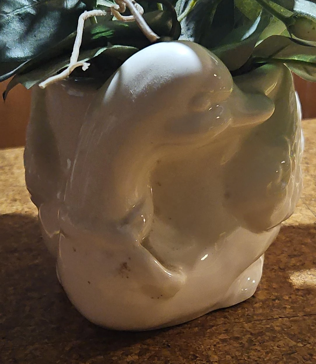 Ceramic Swan Planter with Faux Flowers