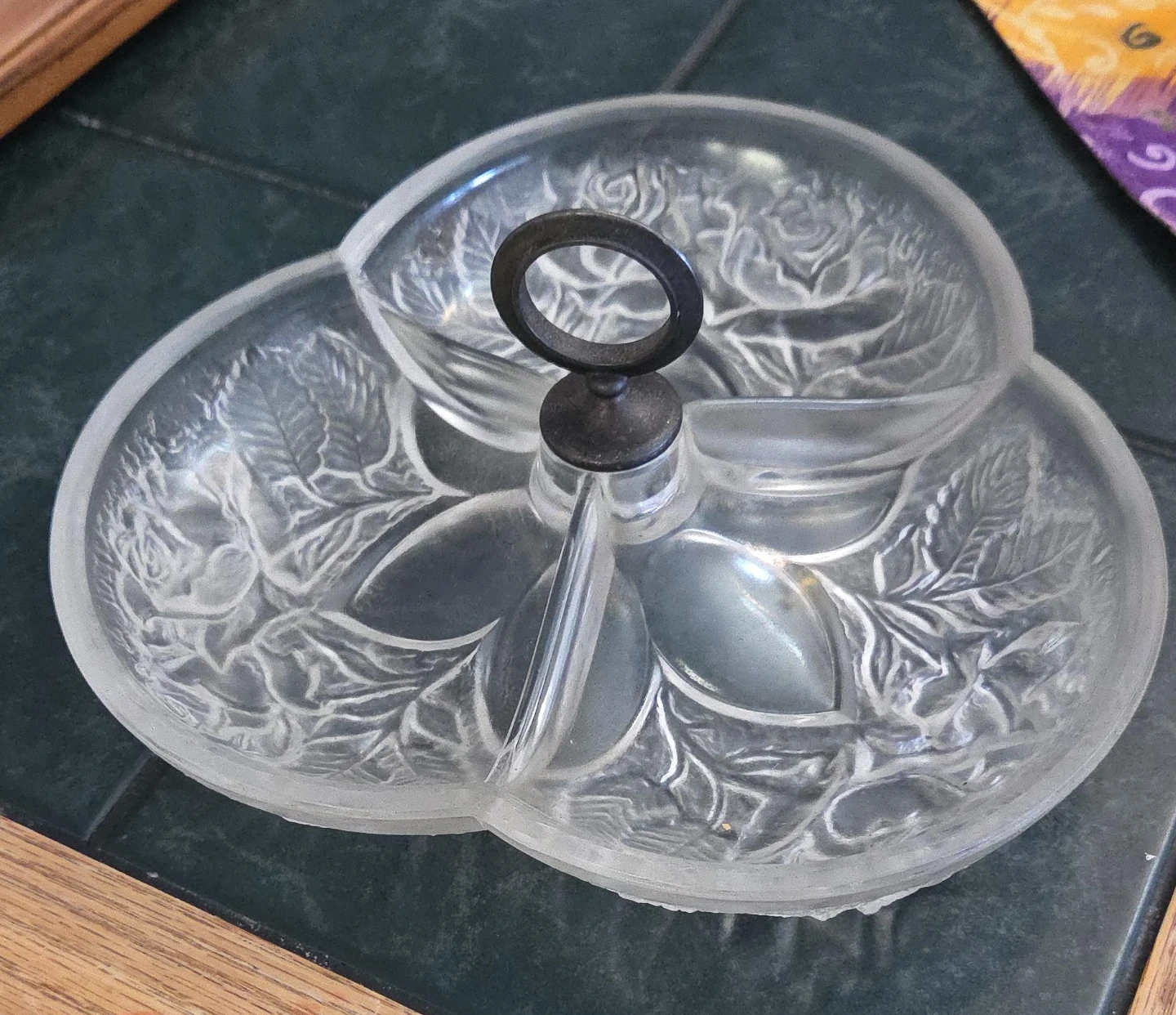 Glass Divided Serving Dish with Handle