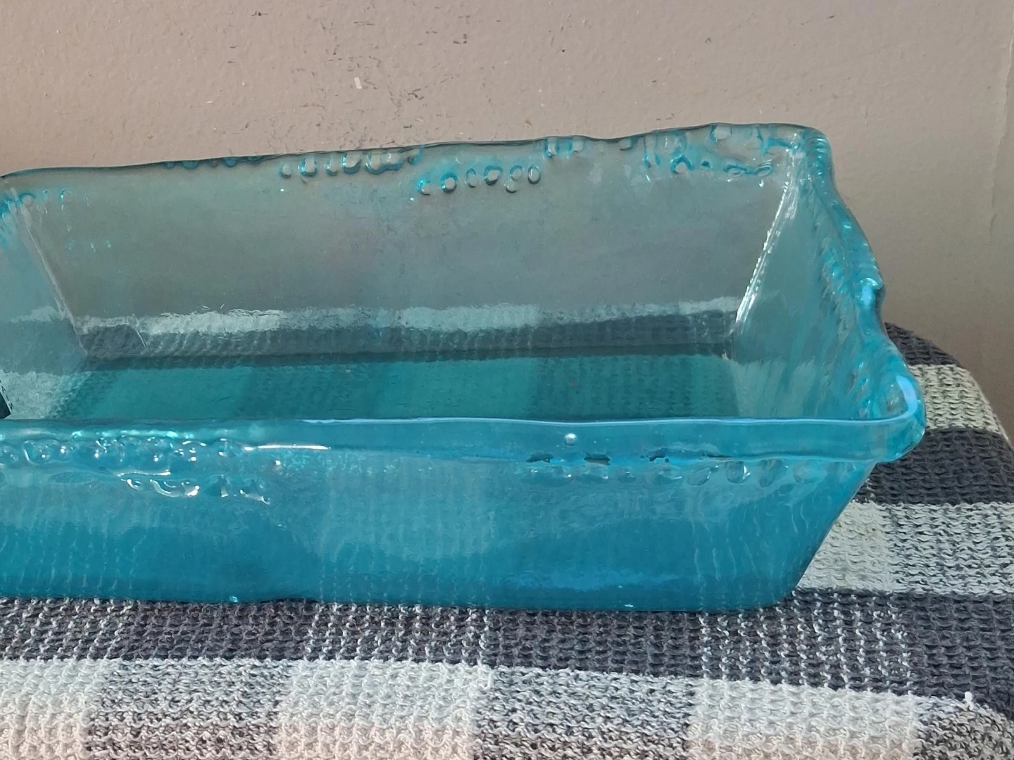 Teal Blue Glass Loaf Pan