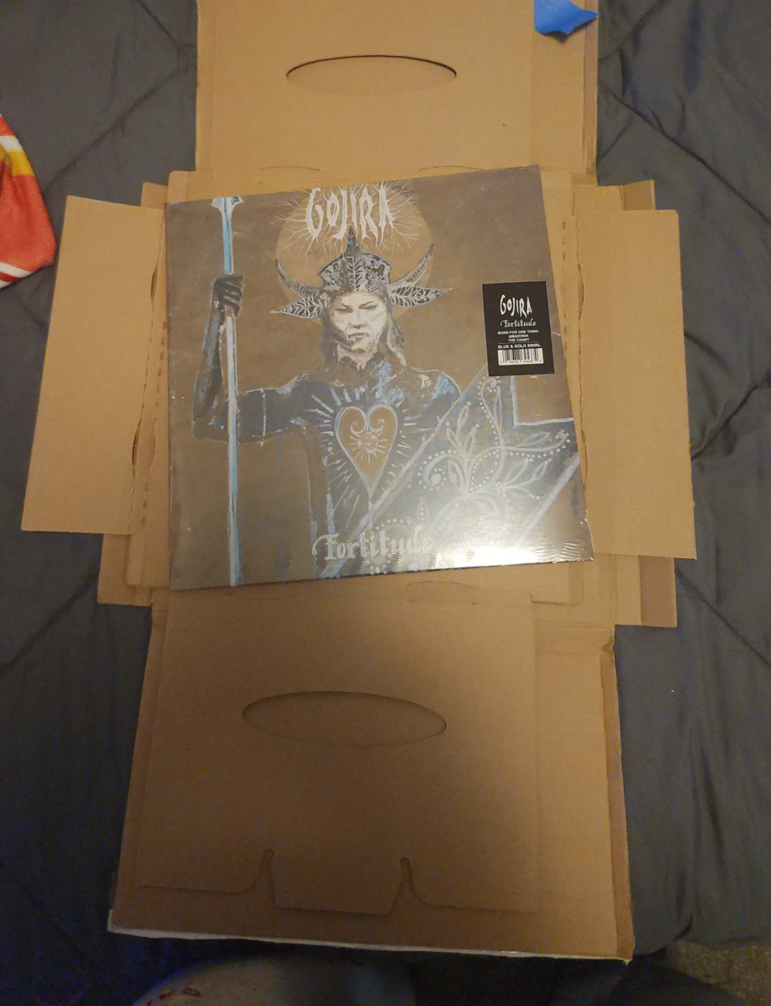 Gojira Fortitude Blue & Gold Swirl Vinyl Record - photo 3
