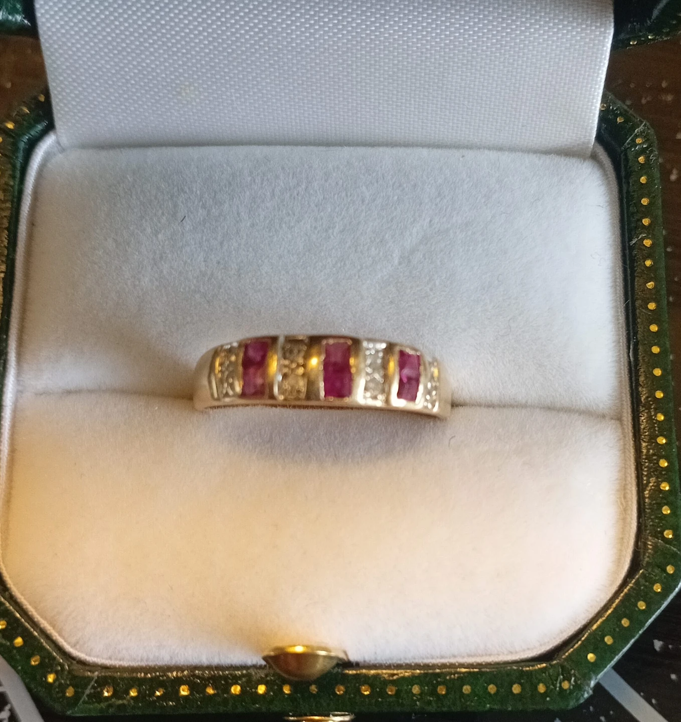 Gold Ruby and Diamond Band Ring