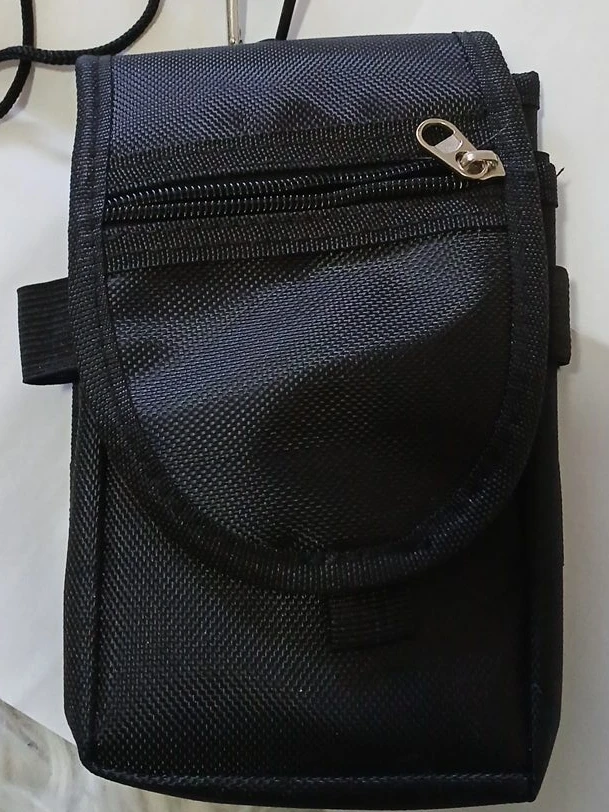 Black Pouch with Zipper and Strap
