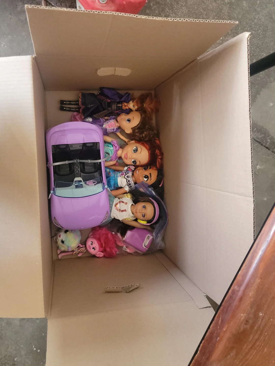 Doll Collection with Purple Car