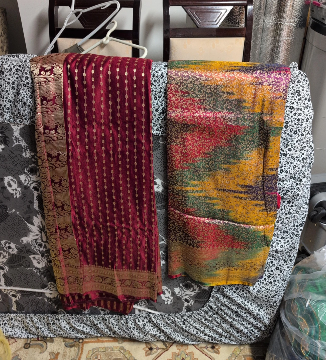 Two Saree - Maroon and Multi-coloured only saree
