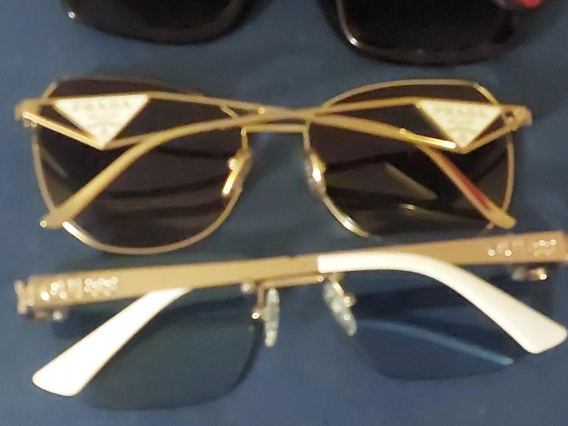 Prada Sunglasses Gold Frame Black Lenses