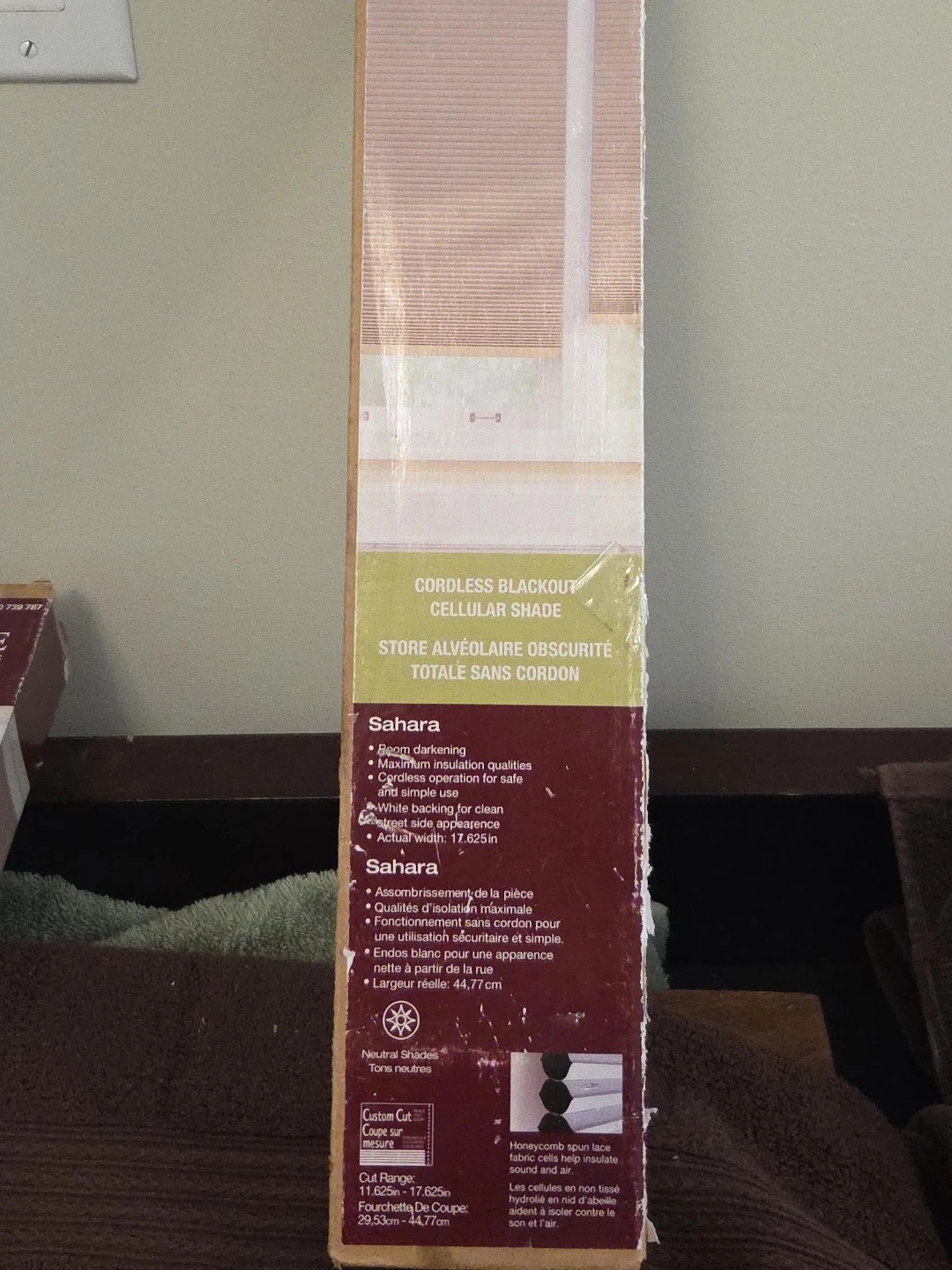 Cordless Blackout Cellular Shade 18in x 72in