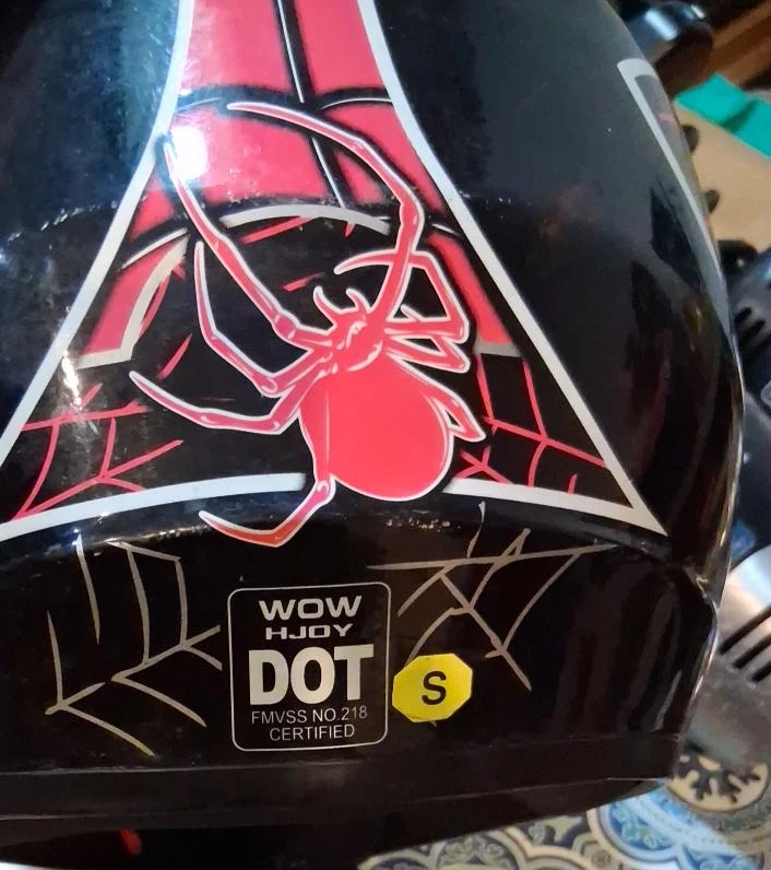 WOW HJOY DOT Certified Motorcycle Helmet - Black Red Spider
