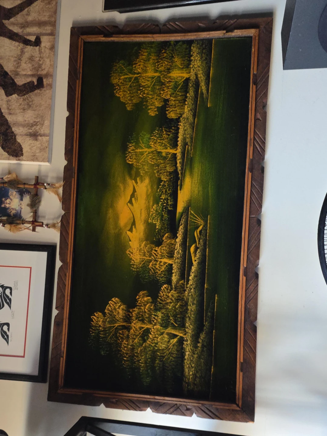 Framed Velvet Landscape Painting