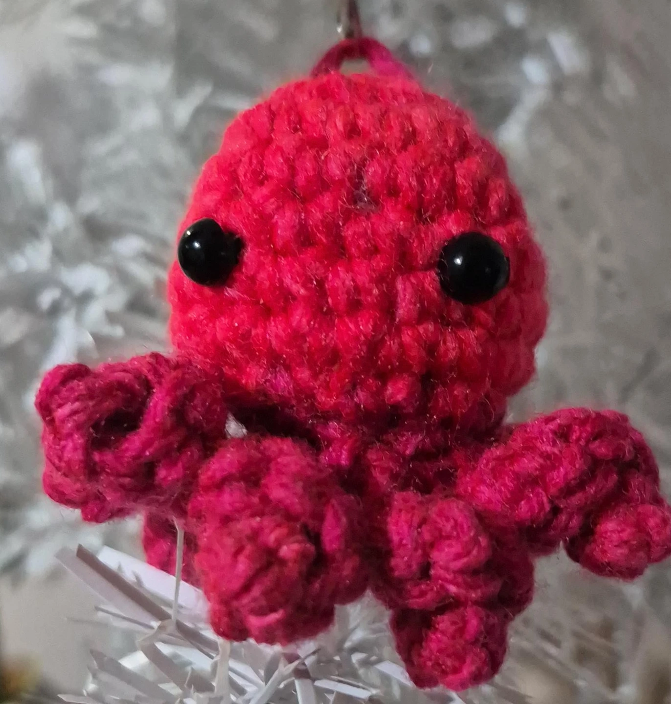 Crocheted Pink Octopus Keychain