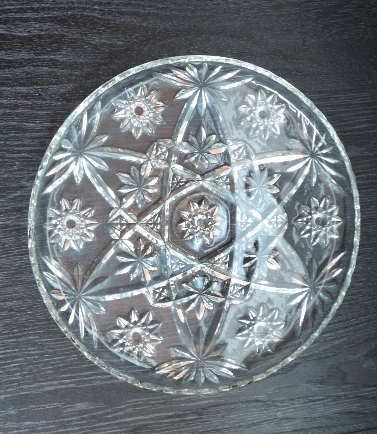 Clear Starburst Pattern Bohemian Crystal Serving Plate