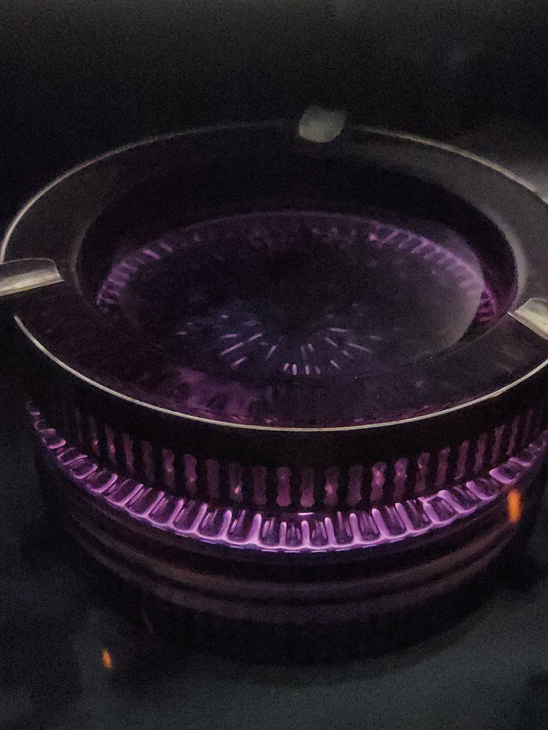 Vintage Purple Glass Ashtray with Silver Rim