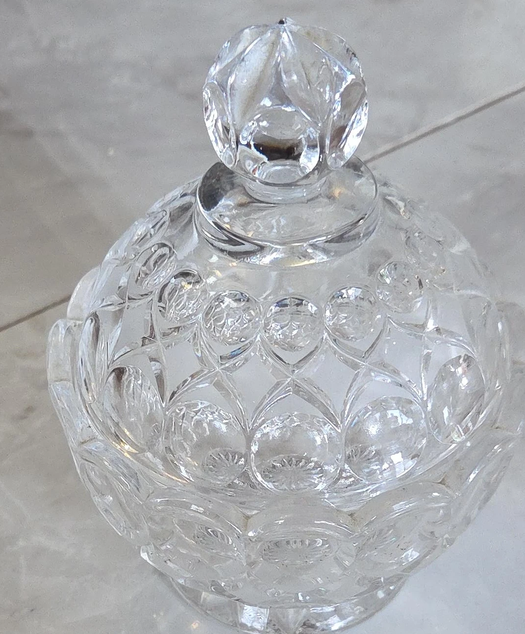 Cut Glass Candy Dish with Lid