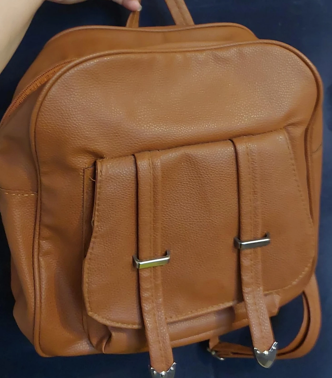 Brown Faux Leather Backpack