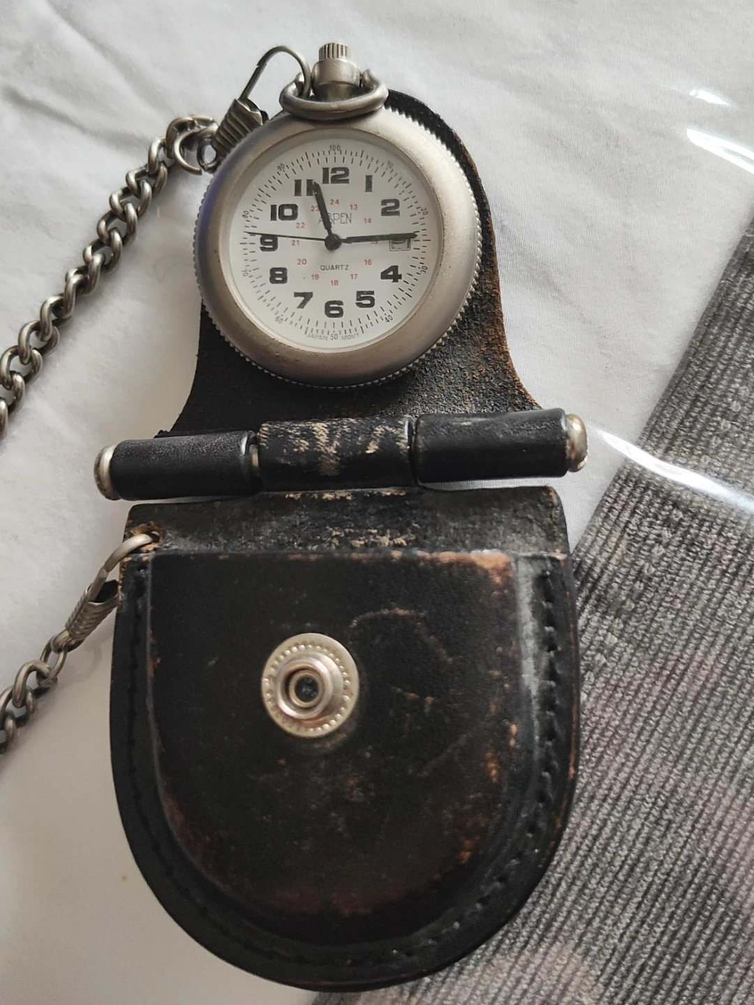 Timex Quartz Pocket Watch with Leather Pouch