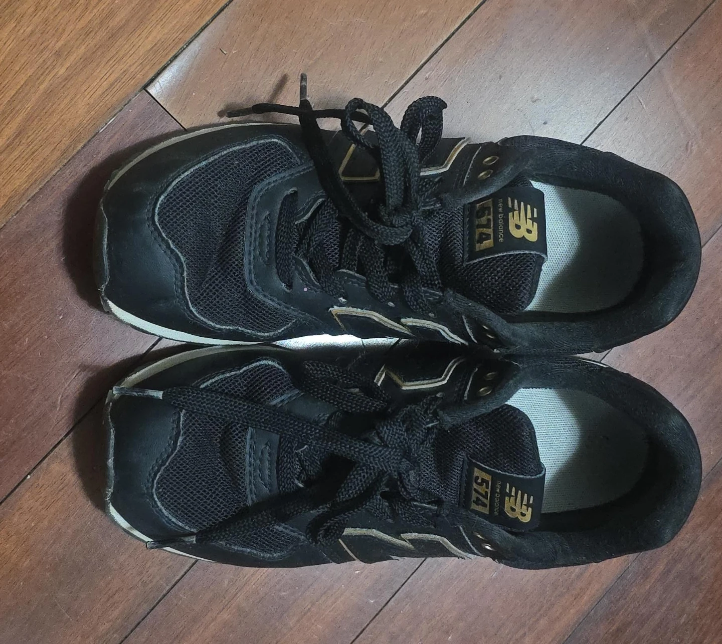 New Balance 574 Black & Gold Sneakers