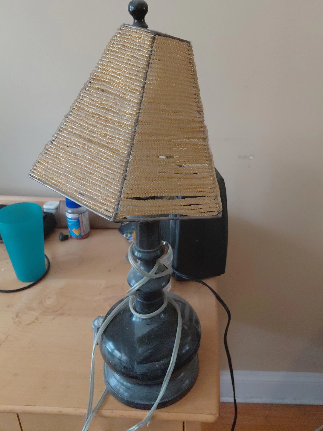 Beaded Table Lamp - Gold