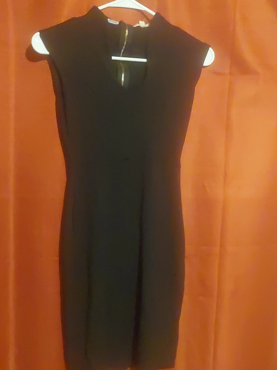 Black Cap Sleeve Dress with Zipper Detail