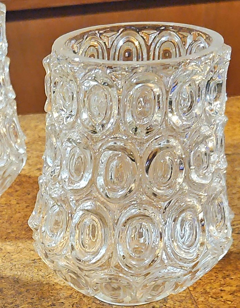 Set of 3 Vintage Clear Glass Candle Holders