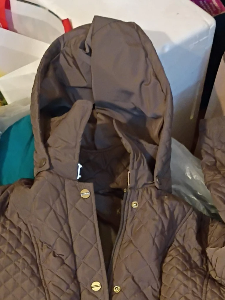 Brown Quilted Hooded Jacket