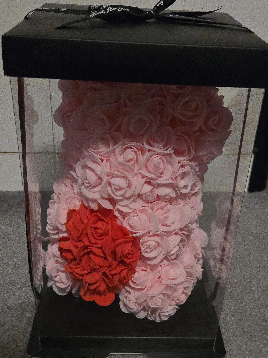 Pink Rose Bear with Red Accent