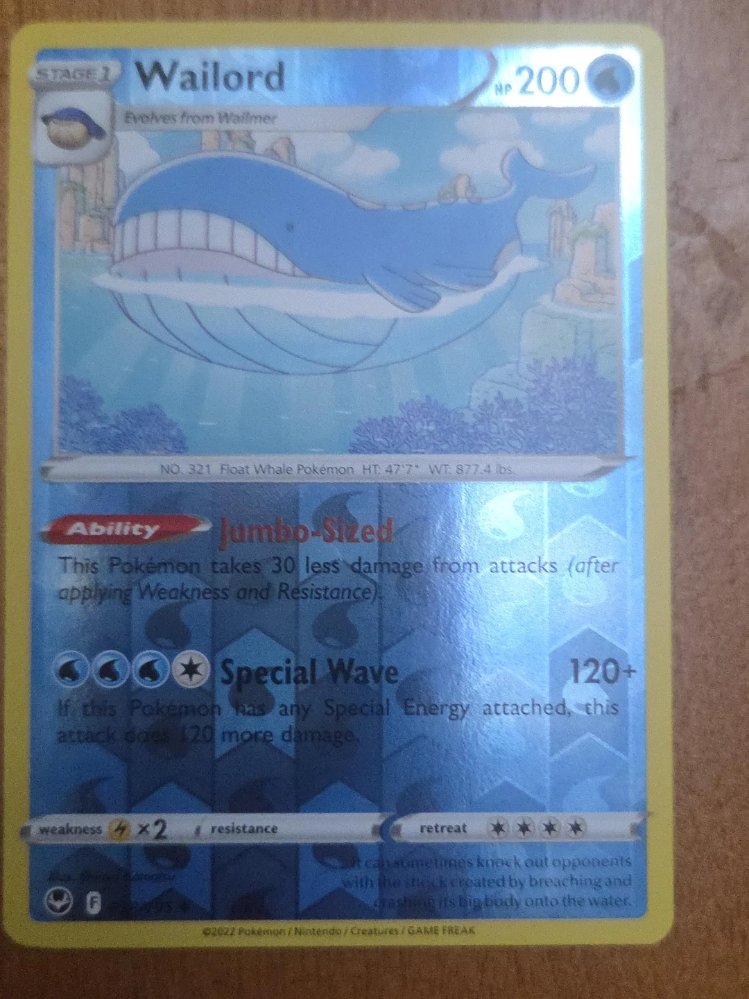 Pokémon Wailord Card (Stage 1)