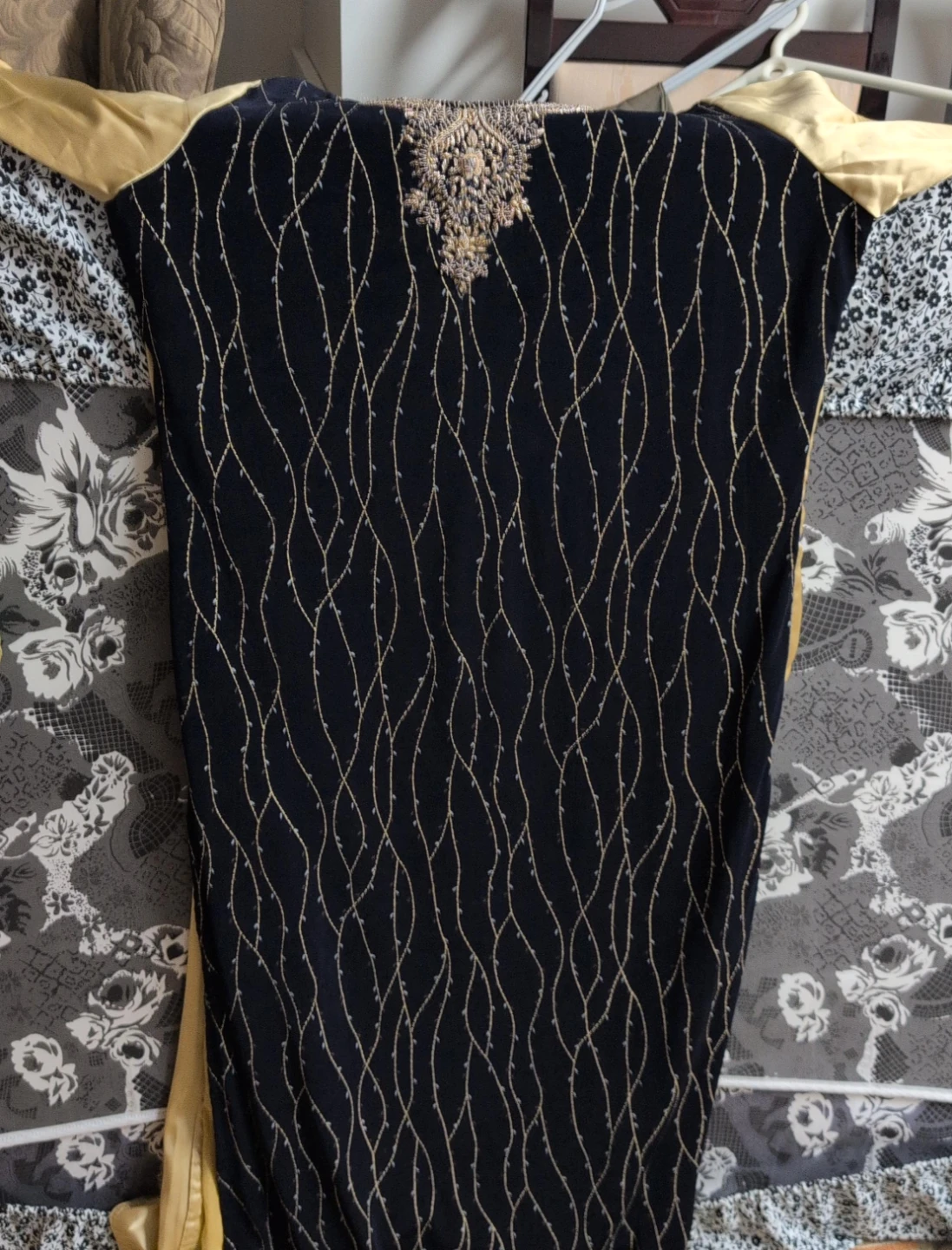 Navy and Gold Embroidered Dress only top