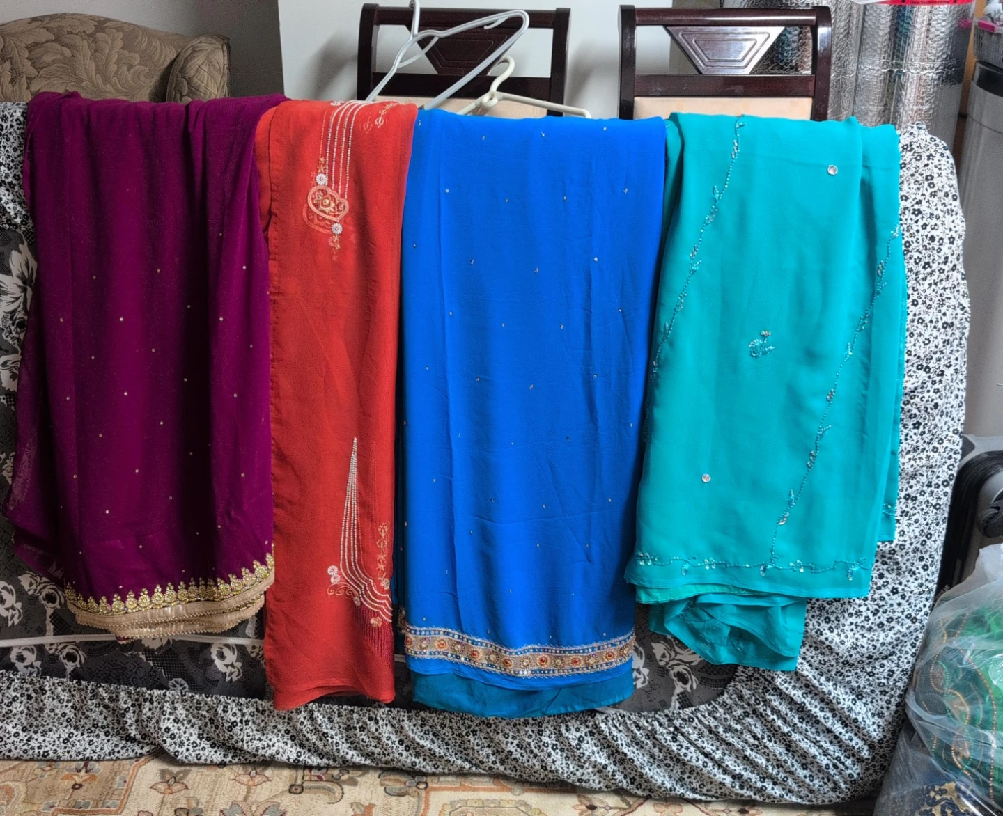 Set of 4 Beaded Saris only saree $50 for 4