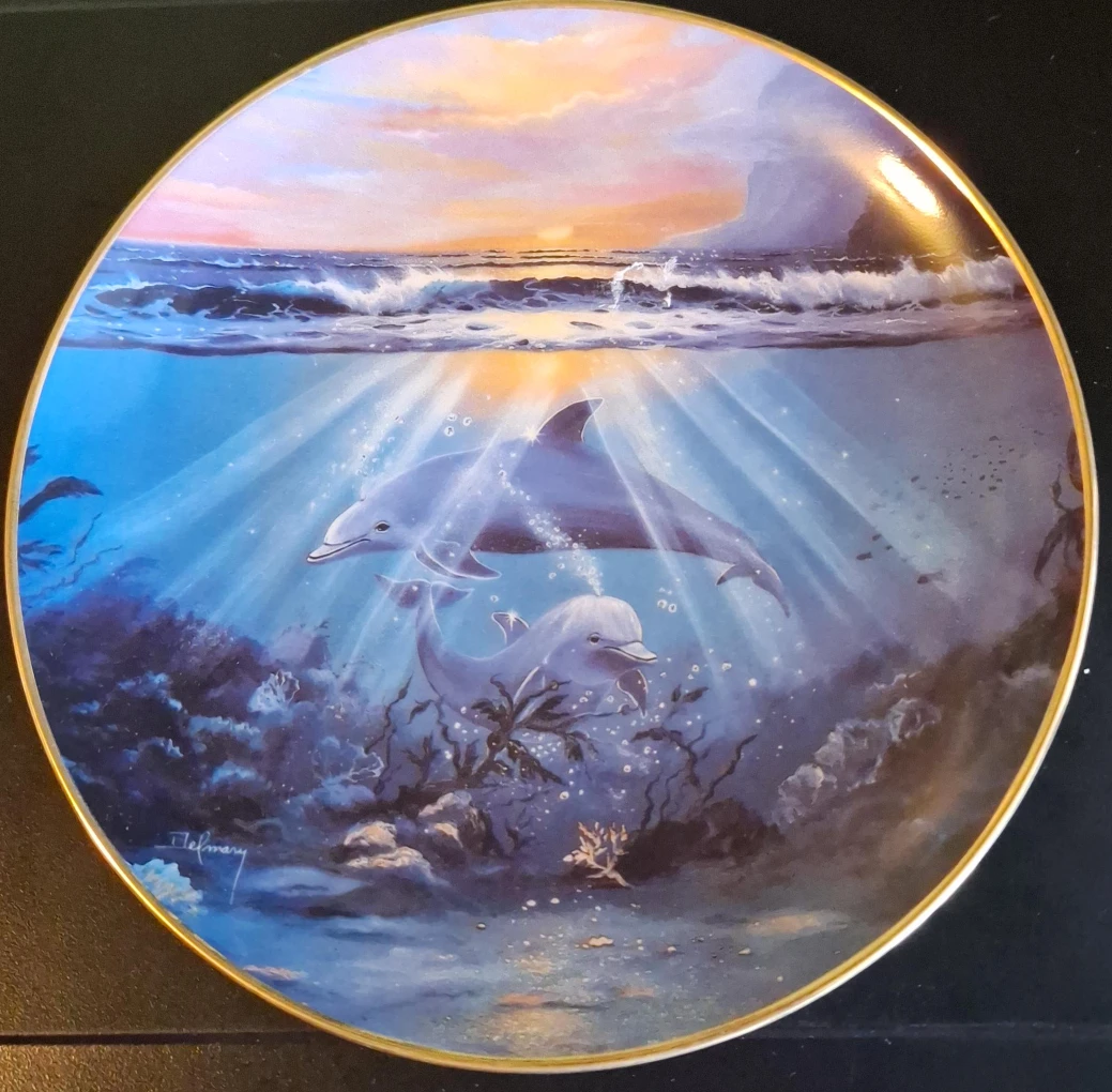Dolphin Sunset Decorative Plate