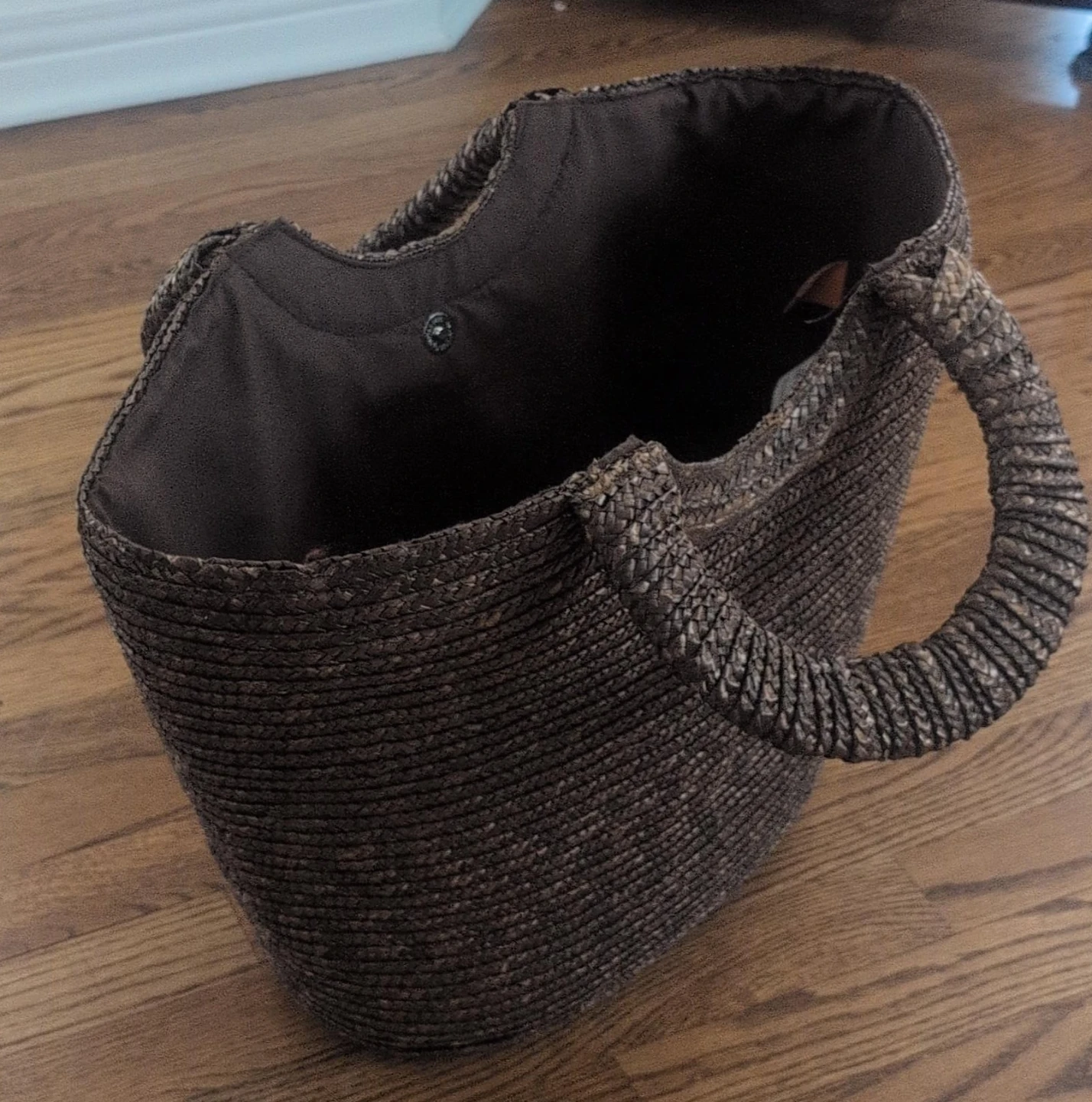 Brown Woven Straw Tote Bag