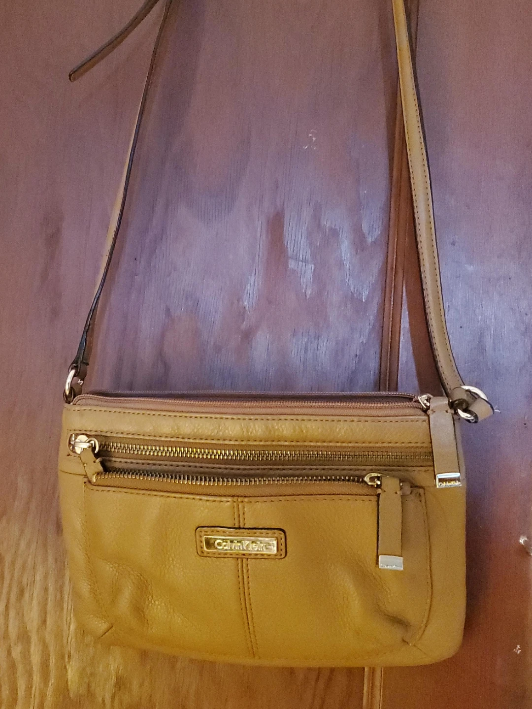 Calvin Klein Tan Leather Crossbody Bag