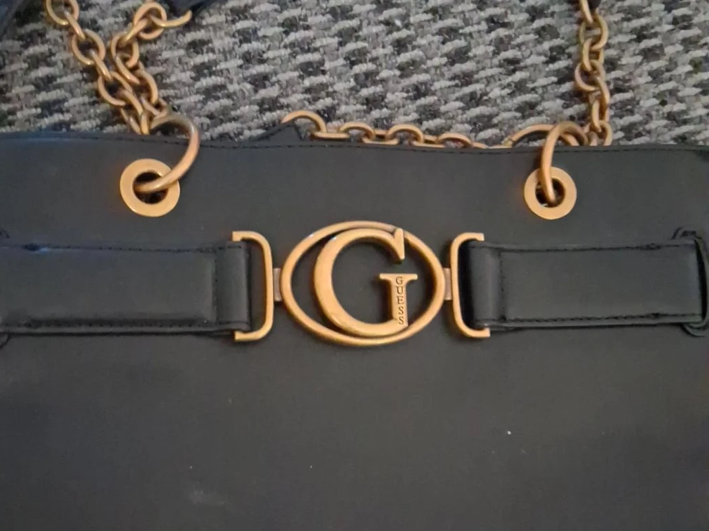 Guess Black Shoulder Bag with Gold Hardware