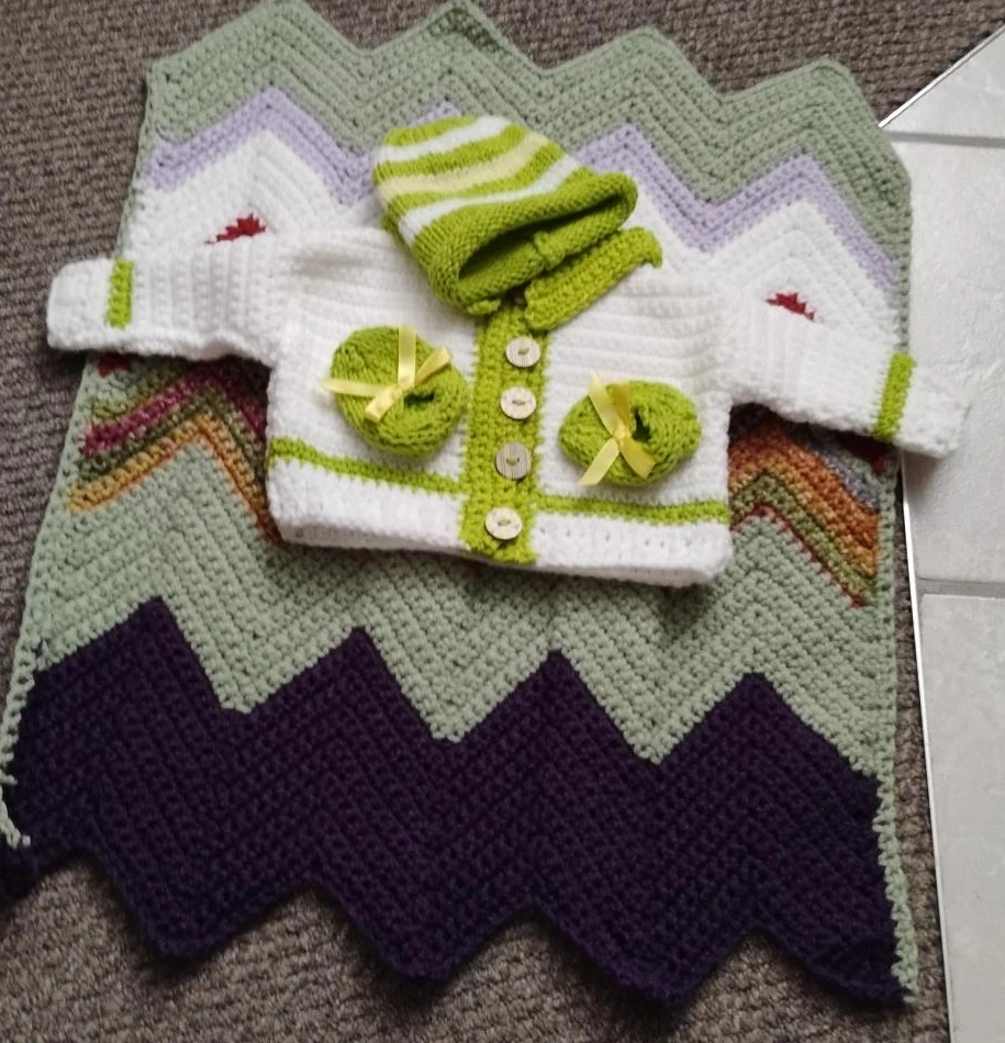 Handmade Baby Sweater and Blanket Set