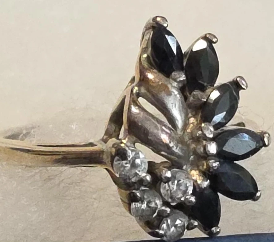 Sterling Silver Marquise and Round Stone Ring