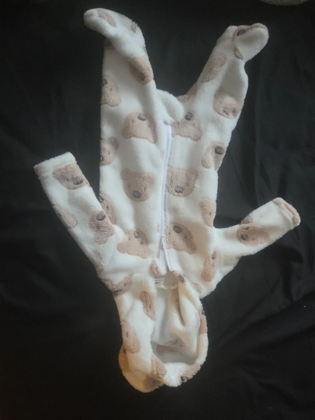 Combinaison pyjama bébé en peluche blanc avec oursons