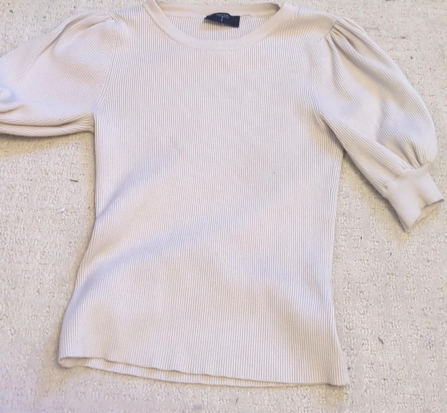 Cream Puff Sleeve Ribbed Sweater